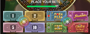 Step 2: Review the Crazy Time Betting Panel Crazy Time betting panel with eight betting options