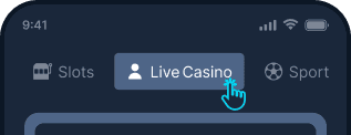 Step 3 - Open the Live Casino section Open the Live Casino section